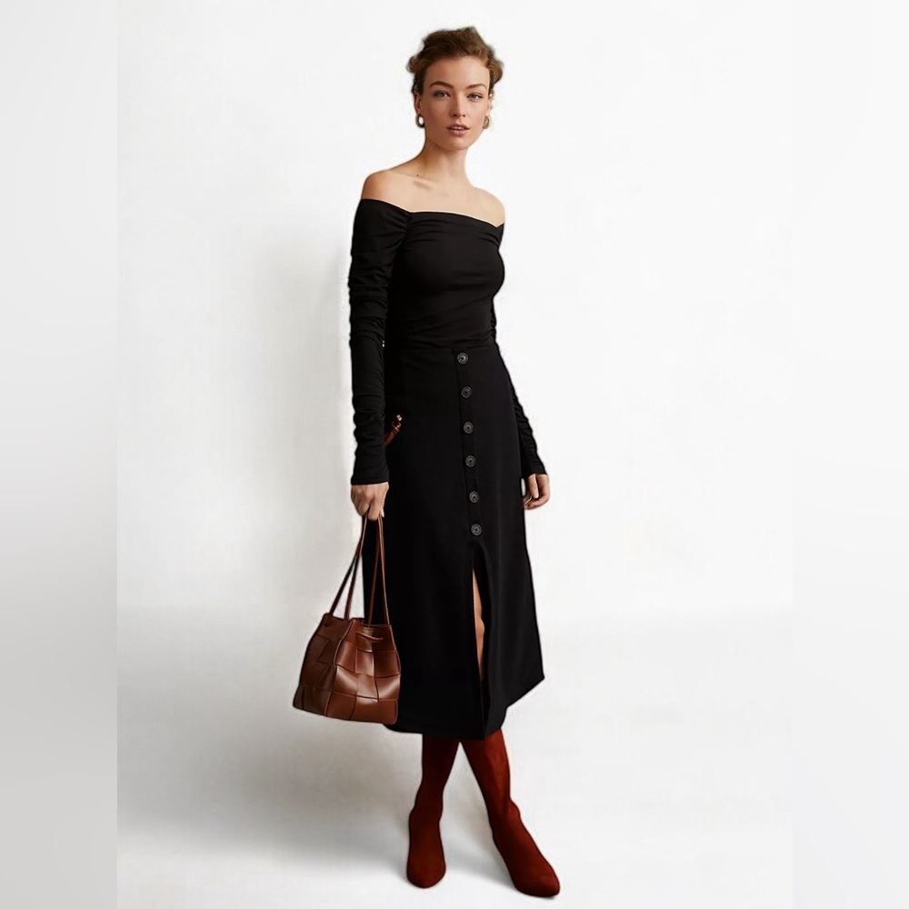 Maeve Button-Front Cutout Midi Skirt size small
